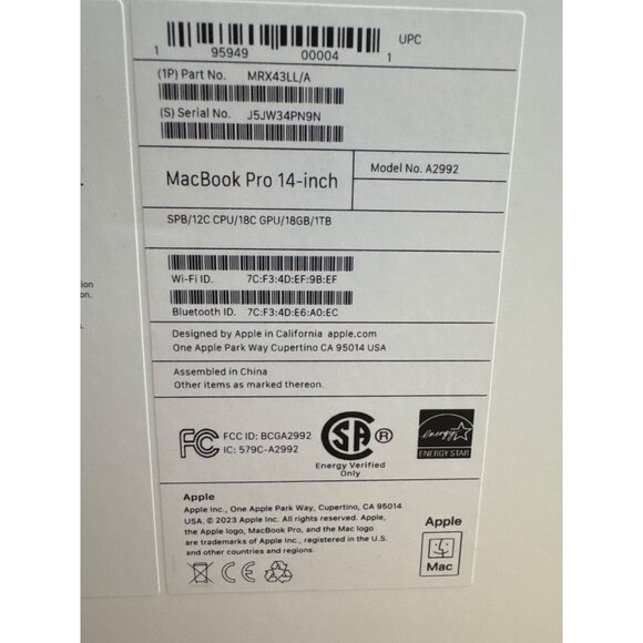 Apple Macbook Pro 14" EMPTY Packaging Collectors Display & Shipping Box - Picture 8 of 9